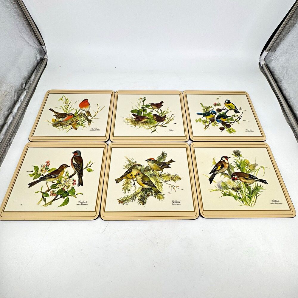 Vintage Pimpernel Bird Placemats Set of 6 Cork Backed 8 1/2” Made in England